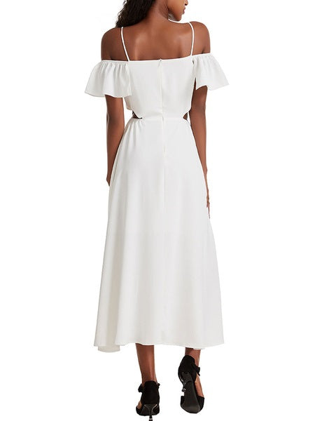 Straps Neck Split Front Irregular Long Beach Dress