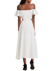 Straps Neck Split Front Irregular Long Beach Dress