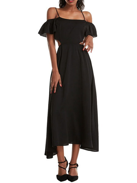 Straps Neck Split Front Irregular Long Beach Dress