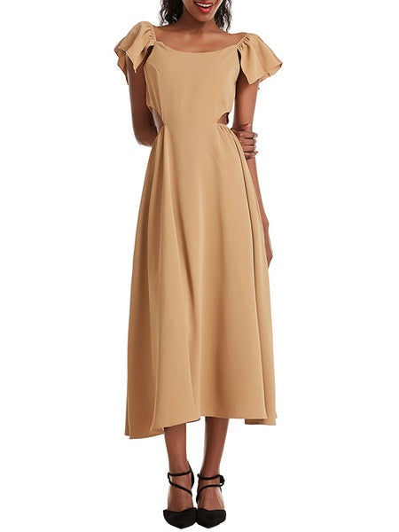 Straps Neck Split Front Irregular Long Beach Dress