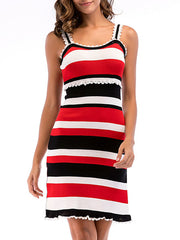 Straps Neck Stripes Beach Dress
