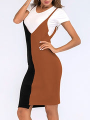Casual Spaghetti Straps Two Tone Beach Mini Dress