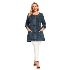 Stretch Knitted Denim with Shoulder Pads