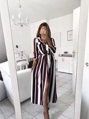 Strip Long Beach Back Ties Strap Slit Dress