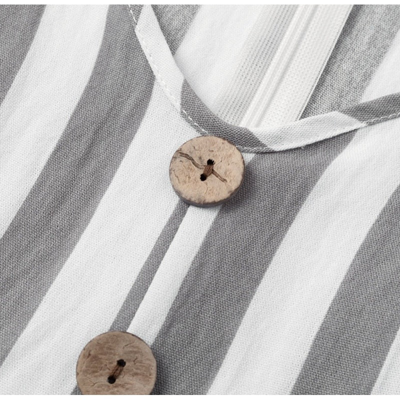 Stripe Rruffles Bow Tie Casual Beach Dress