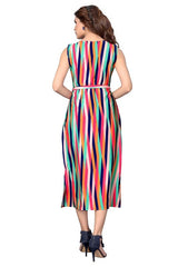 Striped Print Casual Long Dress