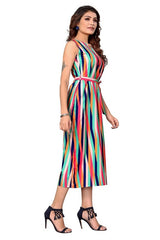 Striped Print Casual Long Dress