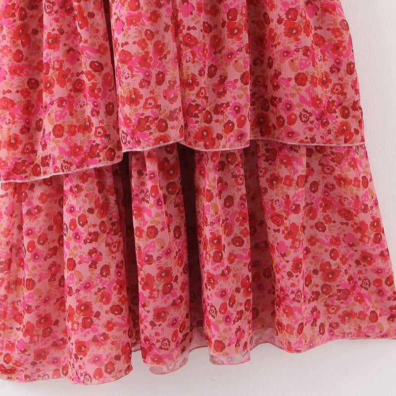 Stylish Floral Print Long Sleeve Long Dress