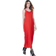 Stylish Spaghetti Strap Solid Color Pocket Design Dress
