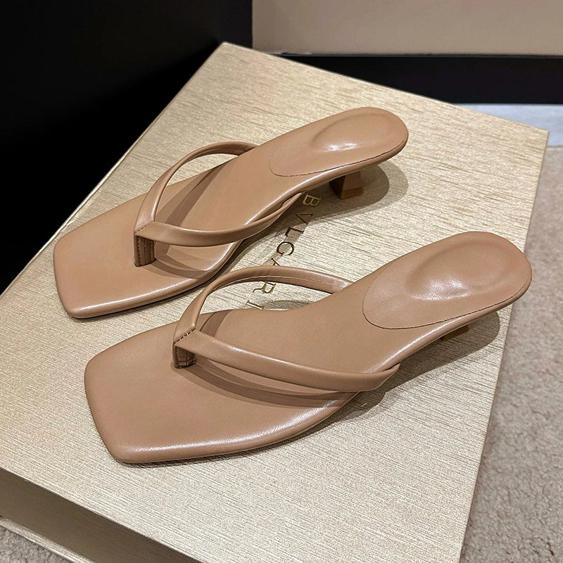 Design Clip Toe Slippers Comfort Low Heel