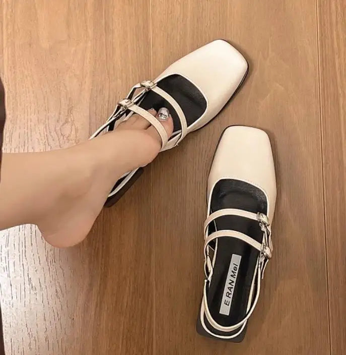 Design Sandal Narrow Band Dress Square Heel