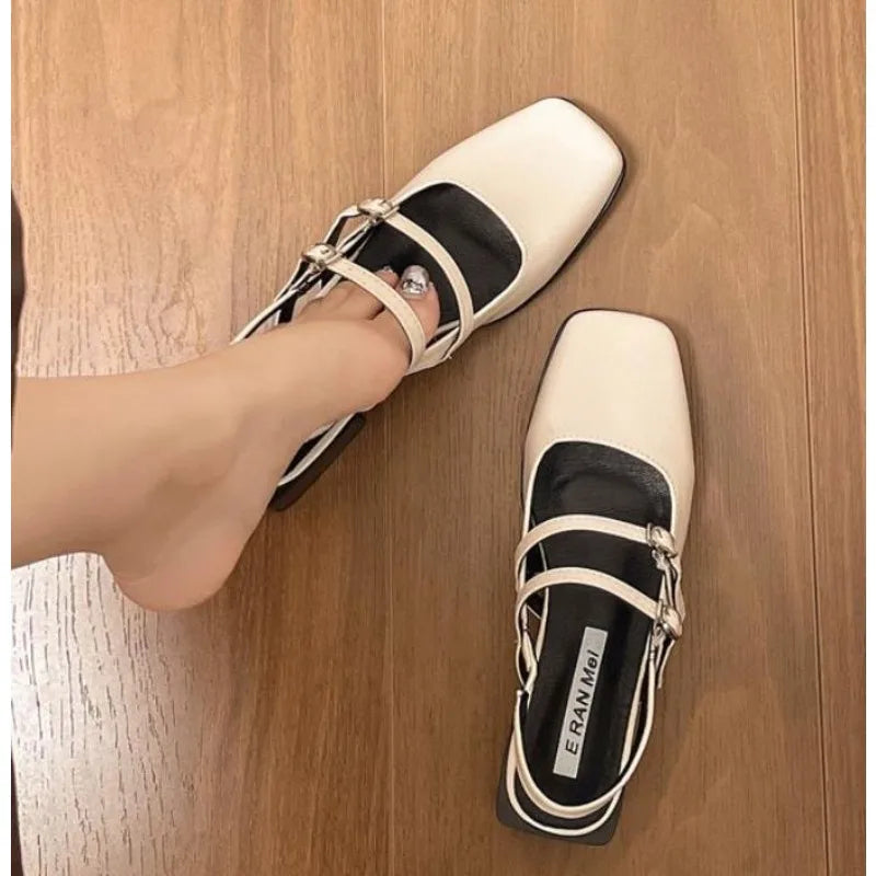 Design Sandal Narrow Band Dress Square Heel