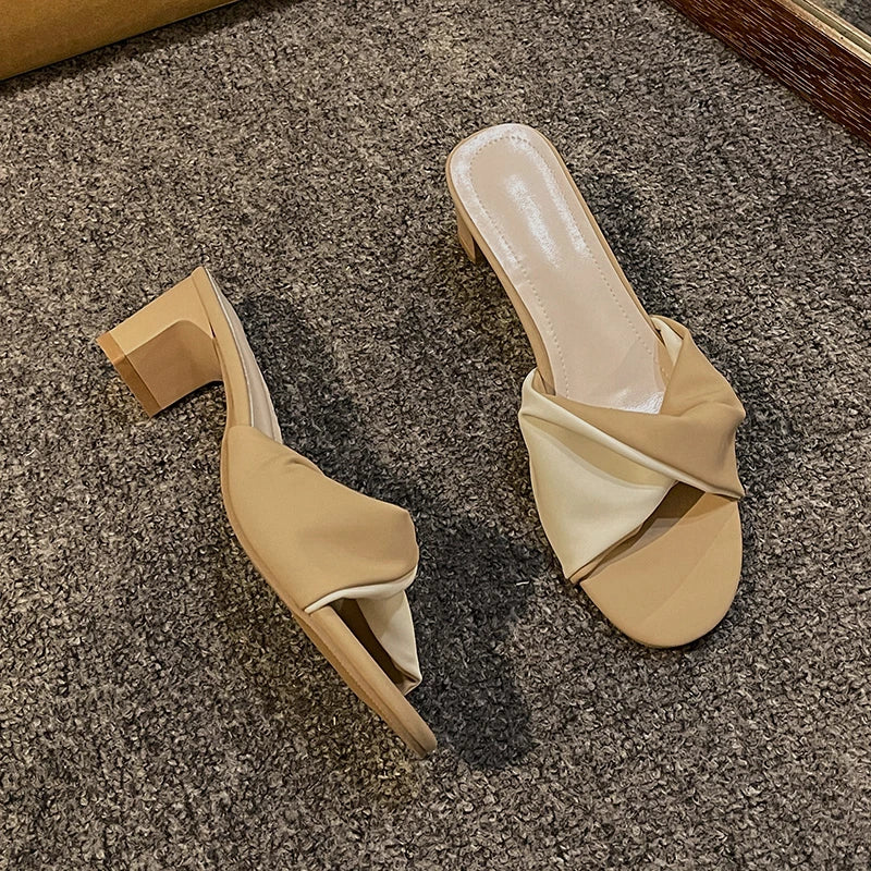 Simple Ladies Slippers Dew Feet High Heel