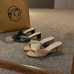 Simple Ladies Slippers Dew Feet High Heel