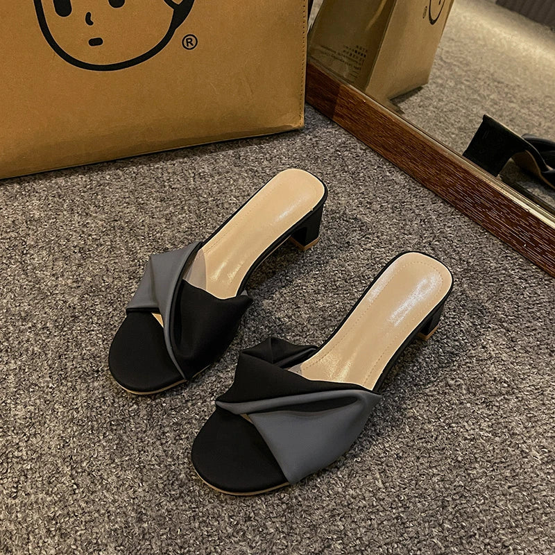 Simple Ladies Slippers Dew Feet High Heel