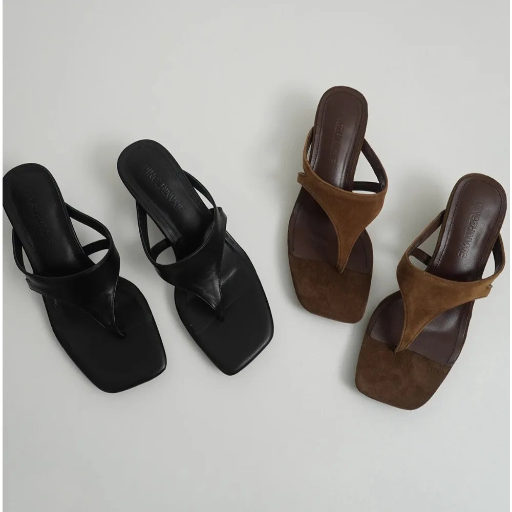 Clip Toe Slippers Comfort Low Heel