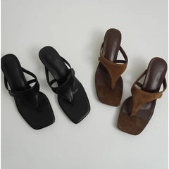Clip Toe Slippers Comfort Low Heel