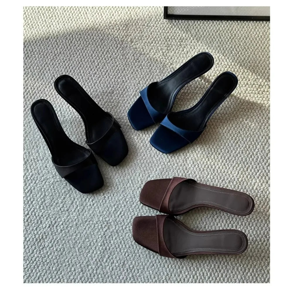 Open Toe Slippers Slip on Ladies Comfort Outdoor Thin Heel