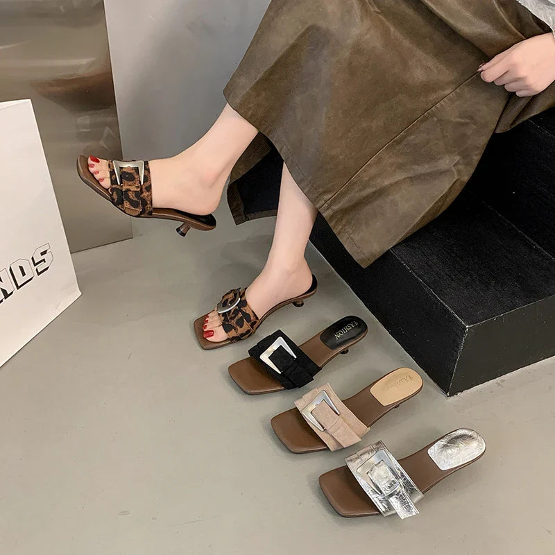 Outdoor Versatile Square Head Slippers Stylish Comfortable Casual Sandals for Ladies