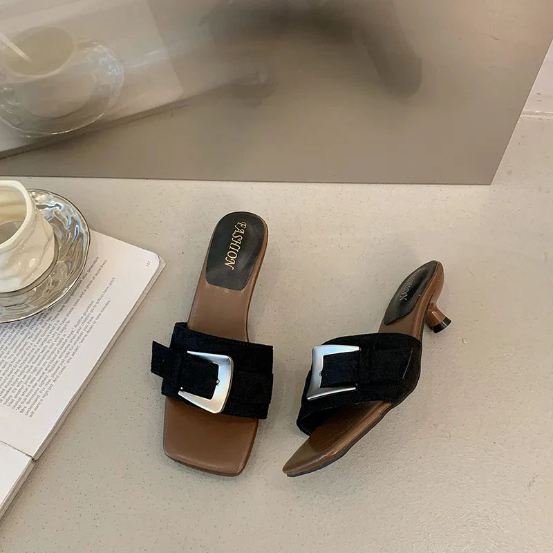 Outdoor Versatile Square Head Slippers Stylish Comfortable Casual Sandals for Ladies