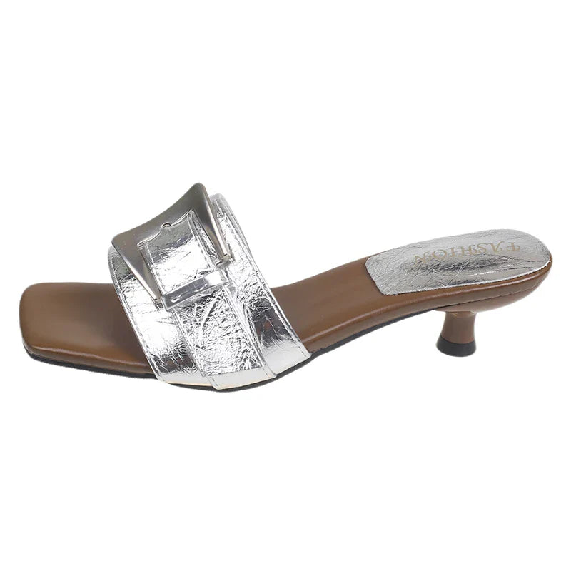 Outdoor Versatile Square Head Slippers Stylish Comfortable Casual Sandals for Ladies