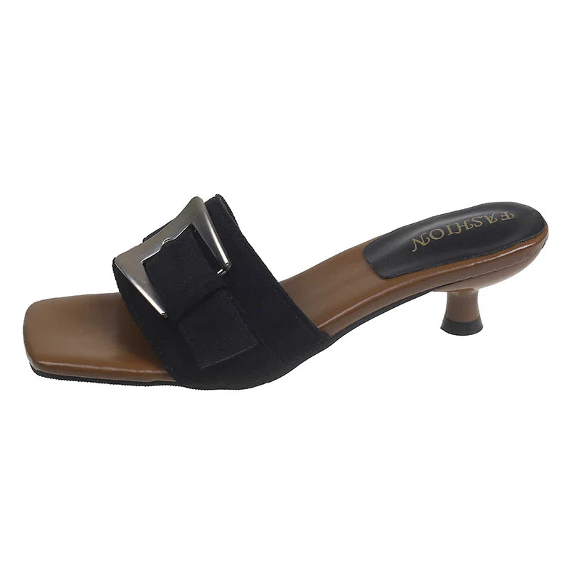 Outdoor Versatile Square Head Slippers Stylish Comfortable Casual Sandals for Ladies