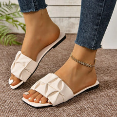 Slippers for Flip Flops Flats  Pleated Korean Slippers Sandals Green Slip on Shoes