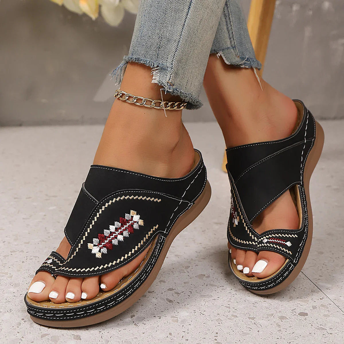 Slippers Wedge Sandals Flip Flops Non-Slip Soft Platform Shoes