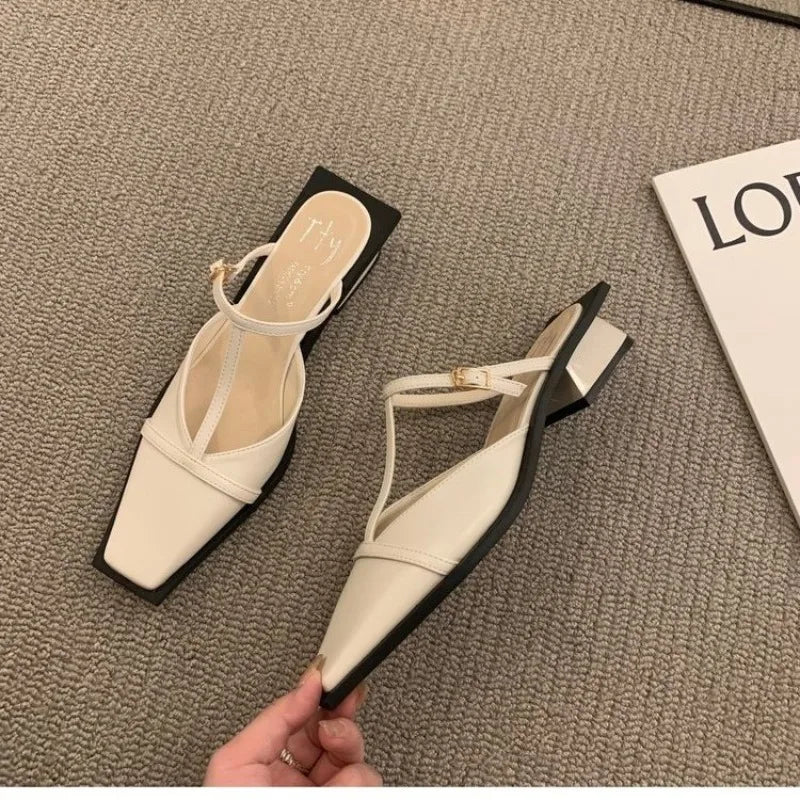 Mules Slipper Shallow Square Toe Slides Flat Sandals Outdoor Dress Sandal Sandalias