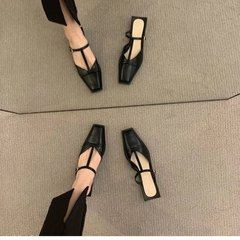 Mules Slipper Shallow Square Toe Slides Flat Sandals Outdoor Dress Sandal Sandalias