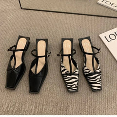 Mules Slipper Shallow Square Toe Slides Flat Sandals Outdoor Dress Sandal Sandalias