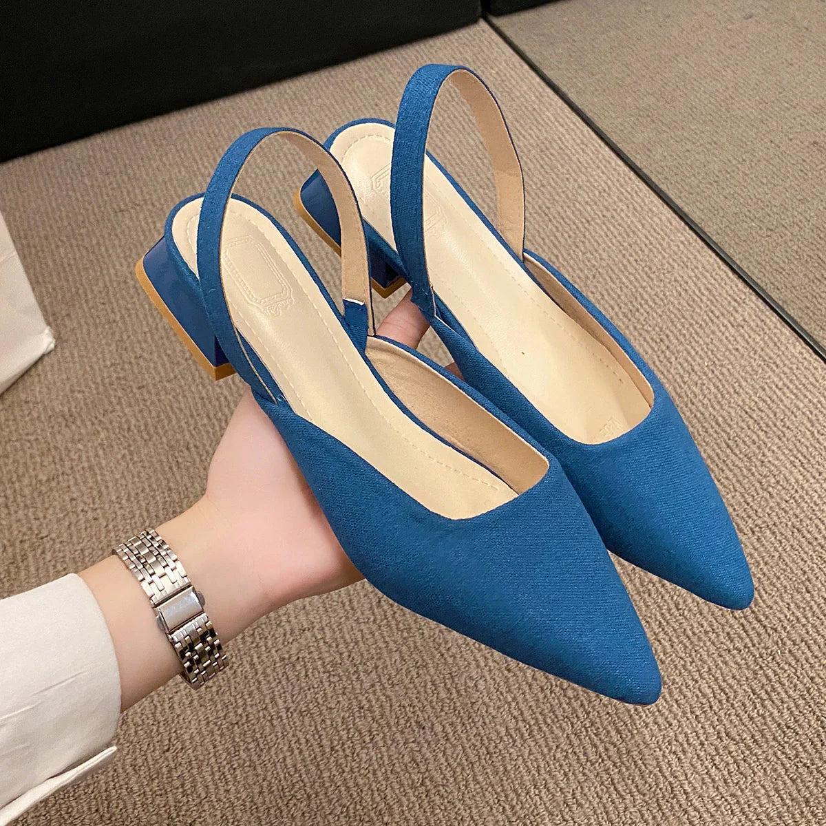 Retro Solid Color Heel