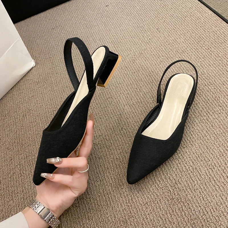 Retro Solid Color Heel
