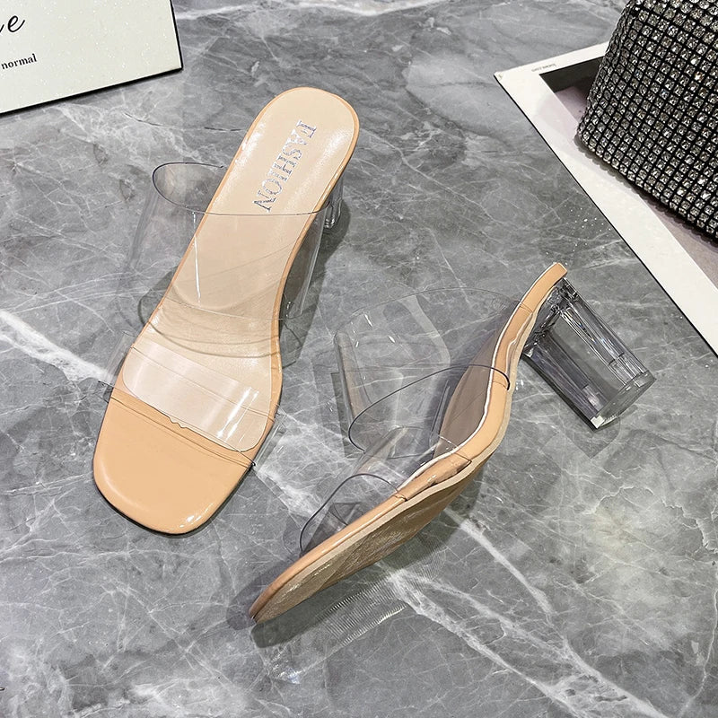 Pumps Sandals PVC Jelly Slippers Open Toe High Heel