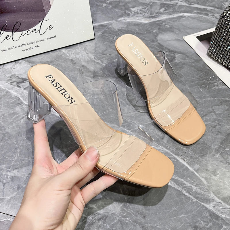 Pumps Sandals PVC Jelly Slippers Open Toe High Heel