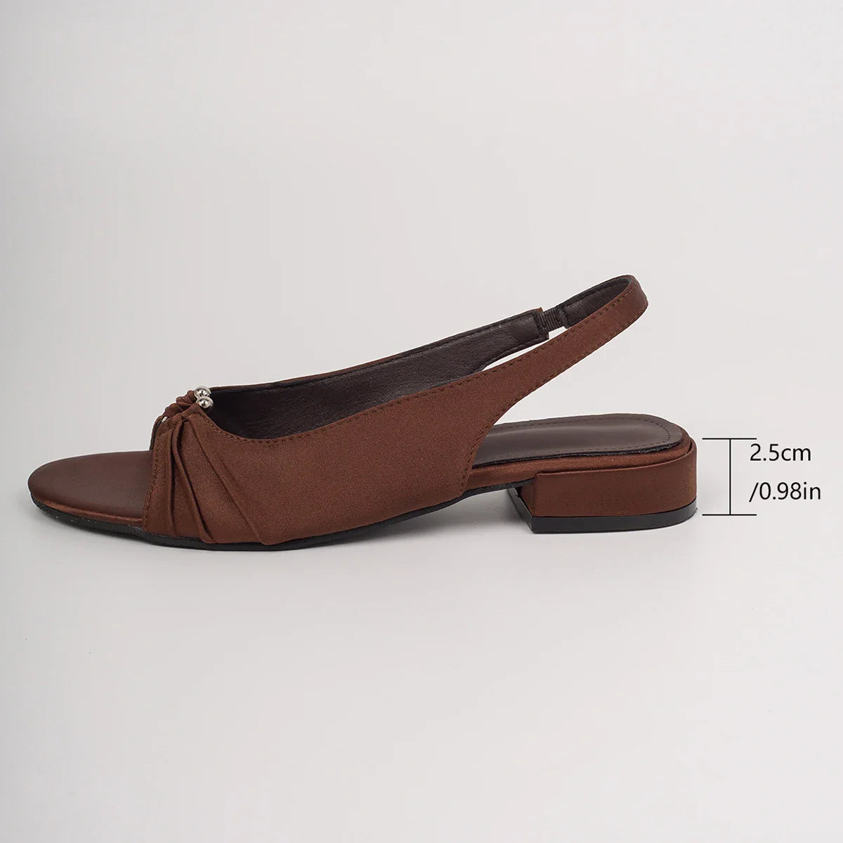 Satin Slingback Sandals Comfortable Low Heel
