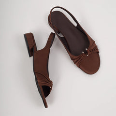 Satin Slingback Sandals Comfortable Low Heel