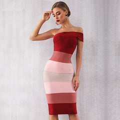 Elegant One Shoulder Celebrity Evening Party Midi Dress