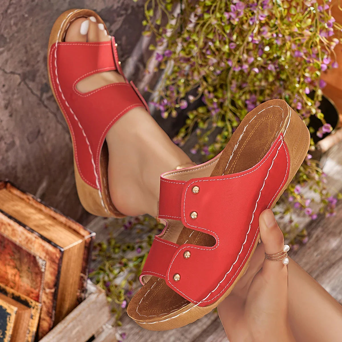 Wedge Sandals Premium Orthopedic Open Toe Sandals Vintage Anti-slip Leather Casual Female Platform Retro Shoes