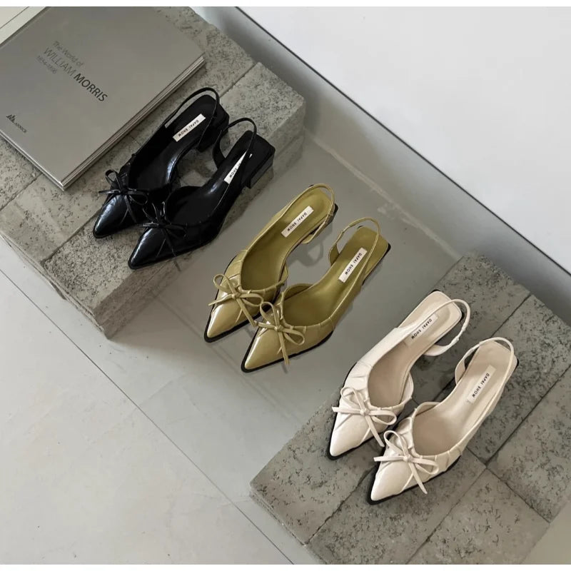 Bow Cover Toe Sandals Elegant Shallow Slip on Shoes