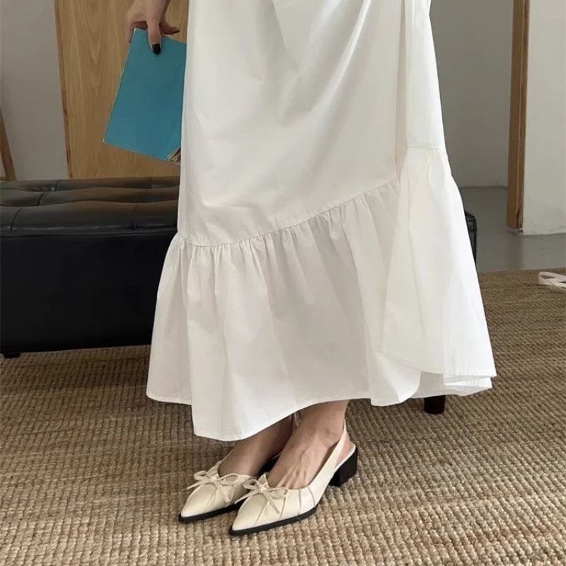 Bow Cover Toe Sandals Elegant Shallow Slip on Shoes
