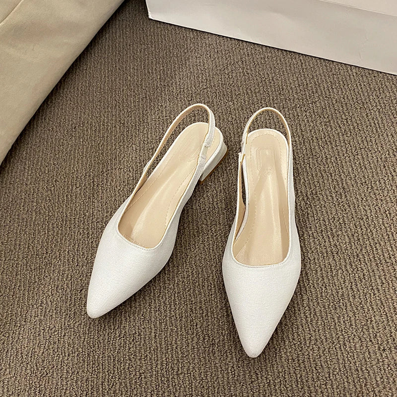 Pointed Retro Solid Color High Heel