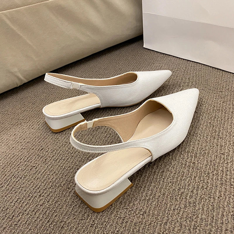Pointed Retro Solid Color High Heel