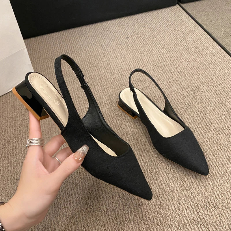 Pointed Retro Solid Color High Heel