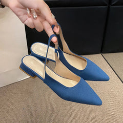 Pointed Retro Solid Color High Heel