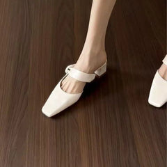 Summers Evening Breeze Baotou Half Slippers French Low Heel