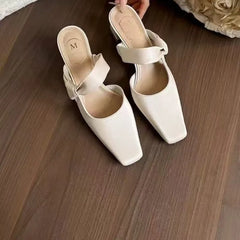 Summers Evening Breeze Baotou Half Slippers French Low Heel