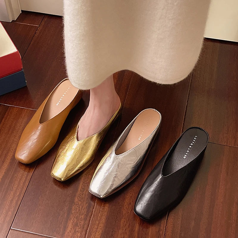 Summers Slippers Square Toe Elegant Sandals Luxury Designer Shoes