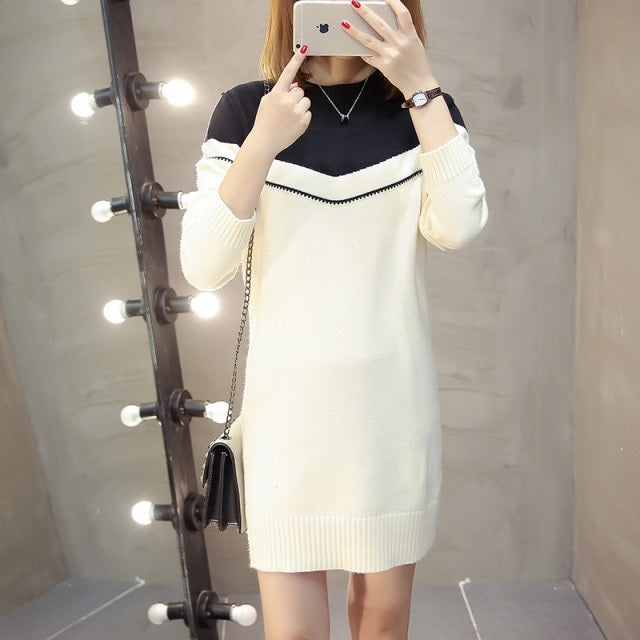 Sweater Skirt Long Section Of long-Sleeved Slim Sweater