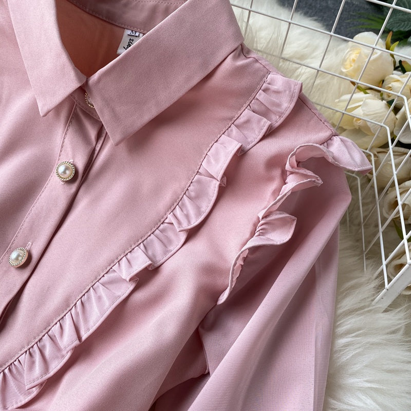 Sweet A-Line Turn-Down Collar Long Sleeve Street Wear Pleated Dresses